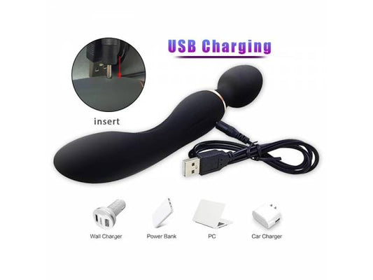 Doble Vibrador para Masajes Estimulador Punto G YS-BE113 Negro Adultos