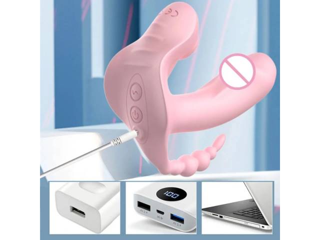 Vibrador Estimulador Wearable Butterfly 3 en 1   Rosado  YS-BE016 Adulto