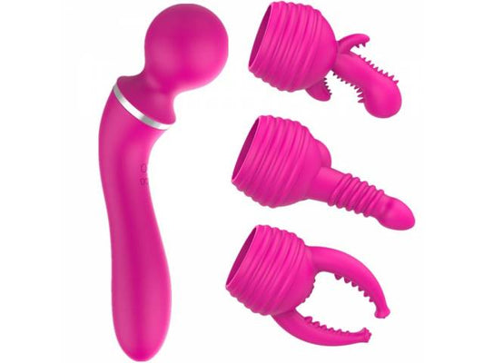 Vibrador Graceful Magic con 3 Cabeza Intercambiables   Fucsia  YS-BE171 Adulto