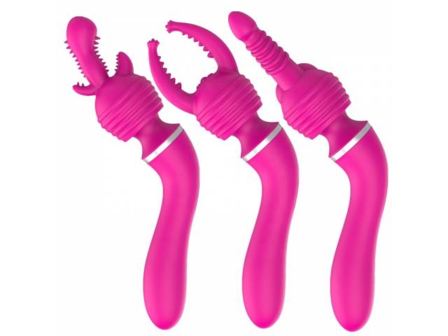 Vibrador Graceful Magic con 3 Cabeza Intercambiables   Fucsia  YS-BE171 Adulto