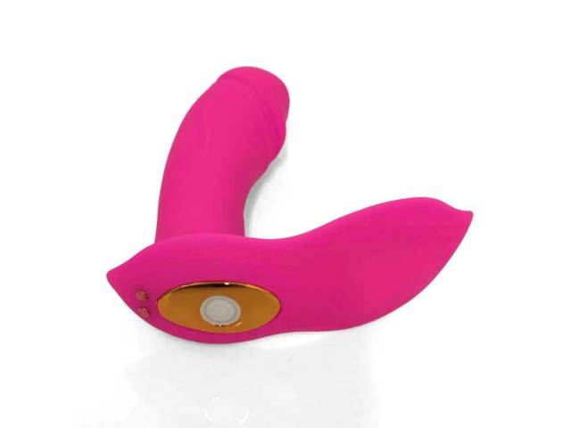Vibrador Silicona Doble Estimulador con Control   Fucsia  YS-BE086 Adulto