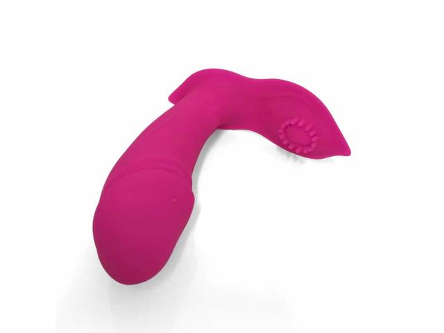 Vibrador Silicona Doble Estimulador con Control   Fucsia  YS-BE086 Adulto