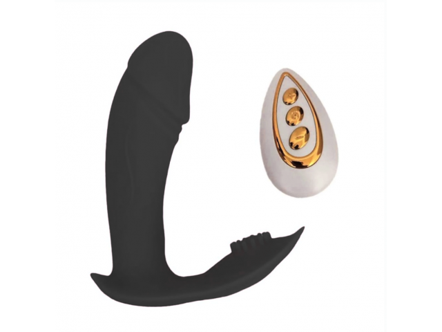Vibrador Silicona Doble Estimulador con Control   Negro  YS-BE086 Adulto