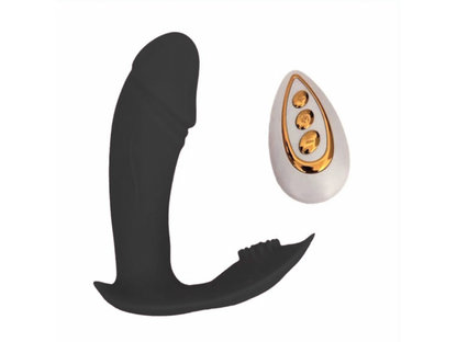 Vibrador Silicona Doble Estimulador con Control   Negro  YS-BE086 Adulto