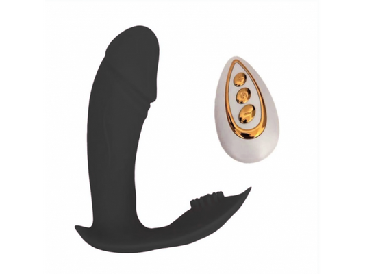 Vibrador Silicona Doble Estimulador con Control   Negro  YS-BE086 Adulto